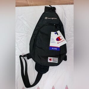 Champion Black with pink logo Sling Bag